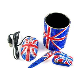 歐美流行鑲鉆筆筒套裝與英美國旗文具組合 廠家直銷價(jià)格與圖片展示